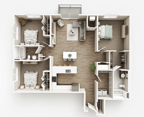 Floor plan for 3 beds, 2 baths, 1701 sqft